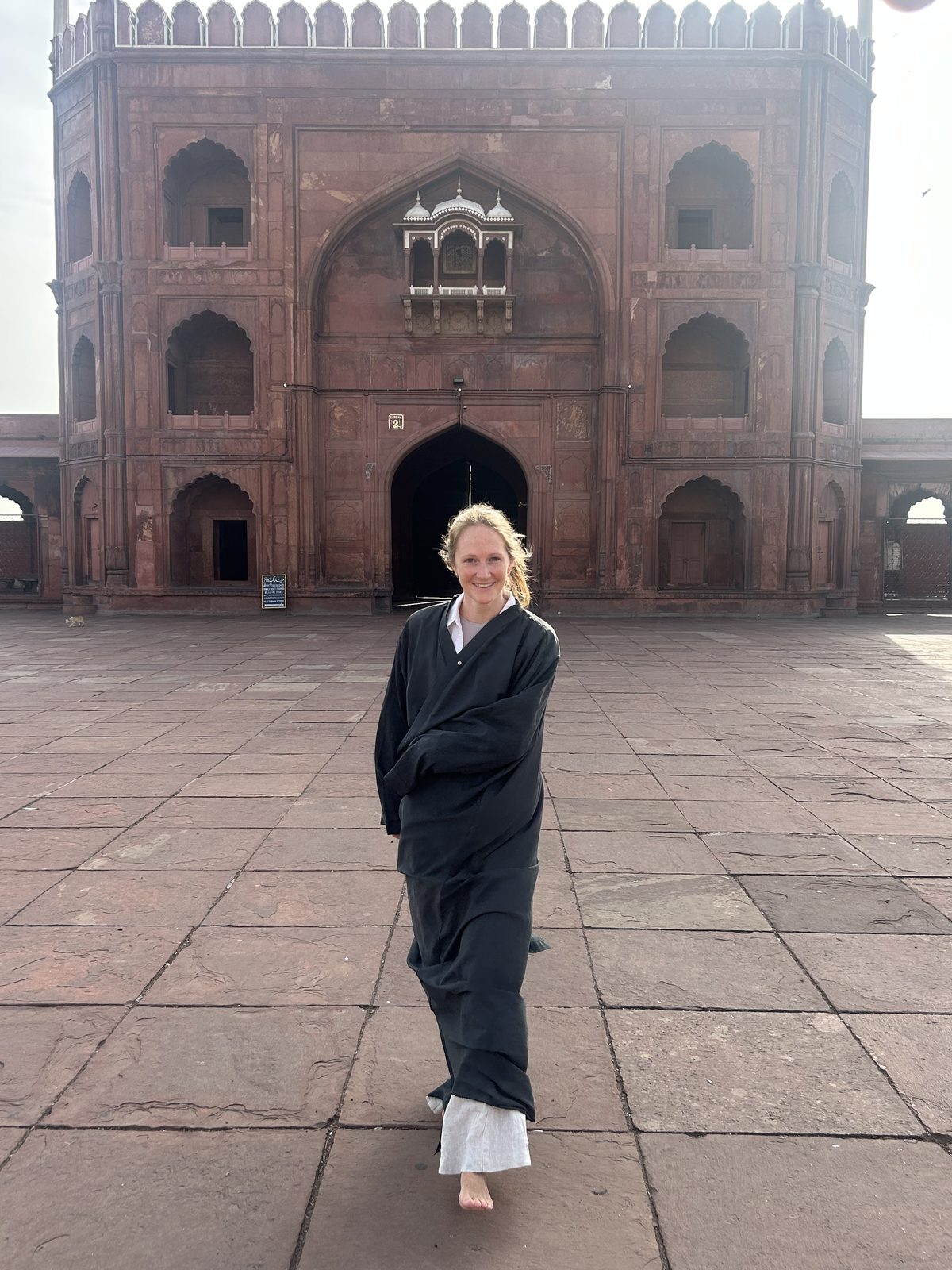 Crossing the great mosque courtyard.