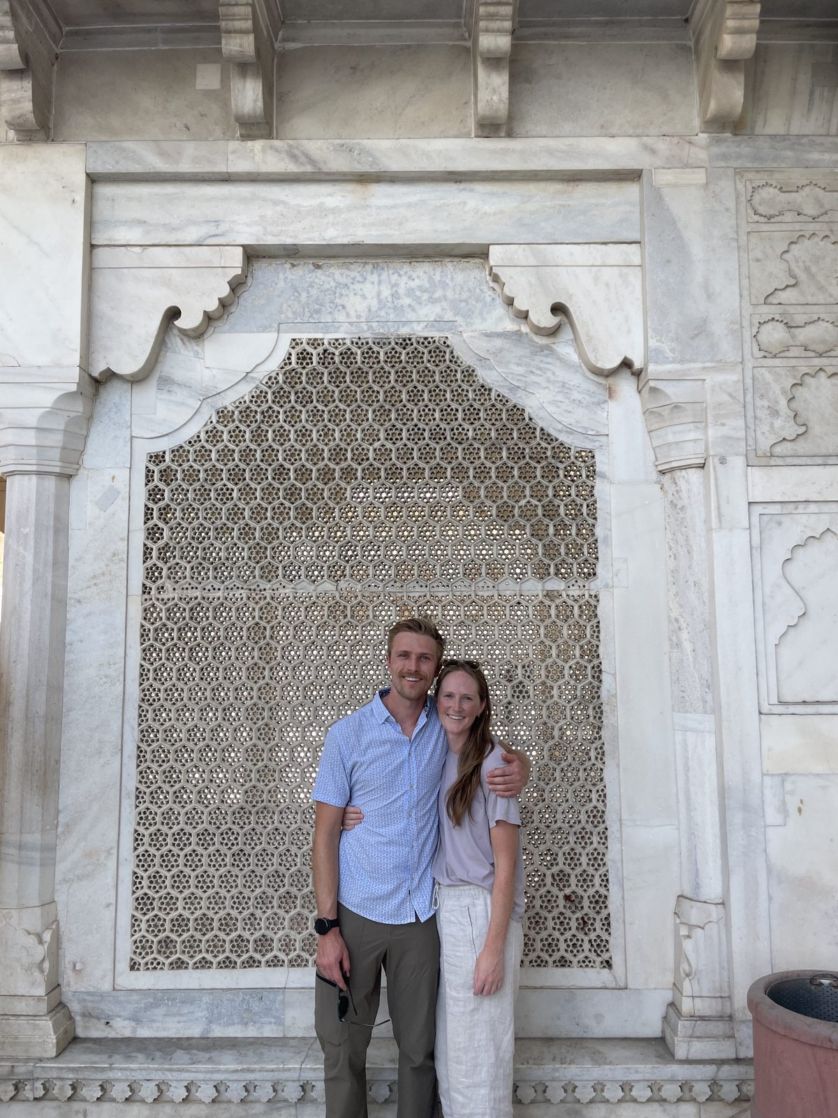 Inside the marble halls at the Red Fort.