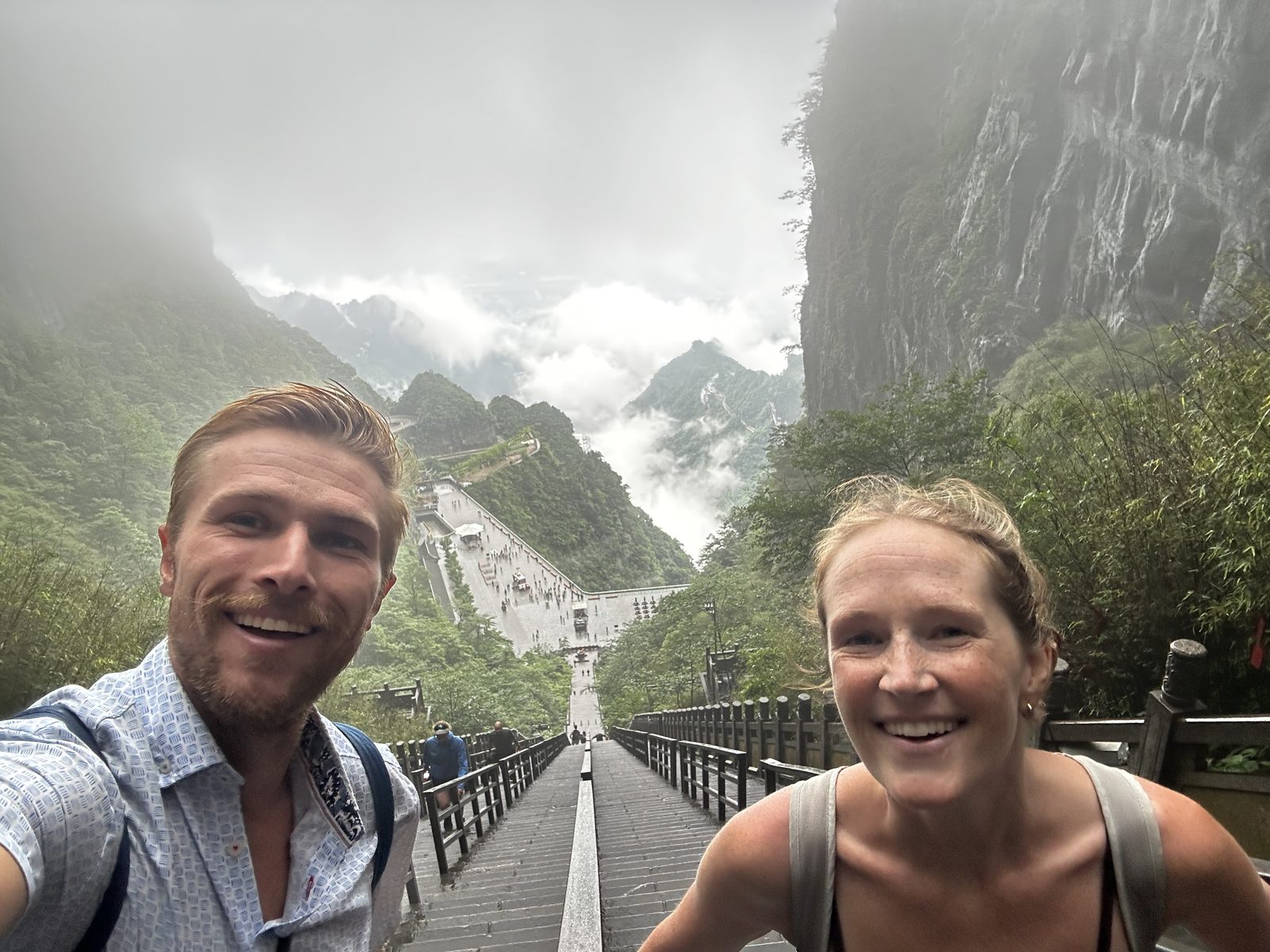 Up in the clouds on Tianmen Mountain, 999 steps up!