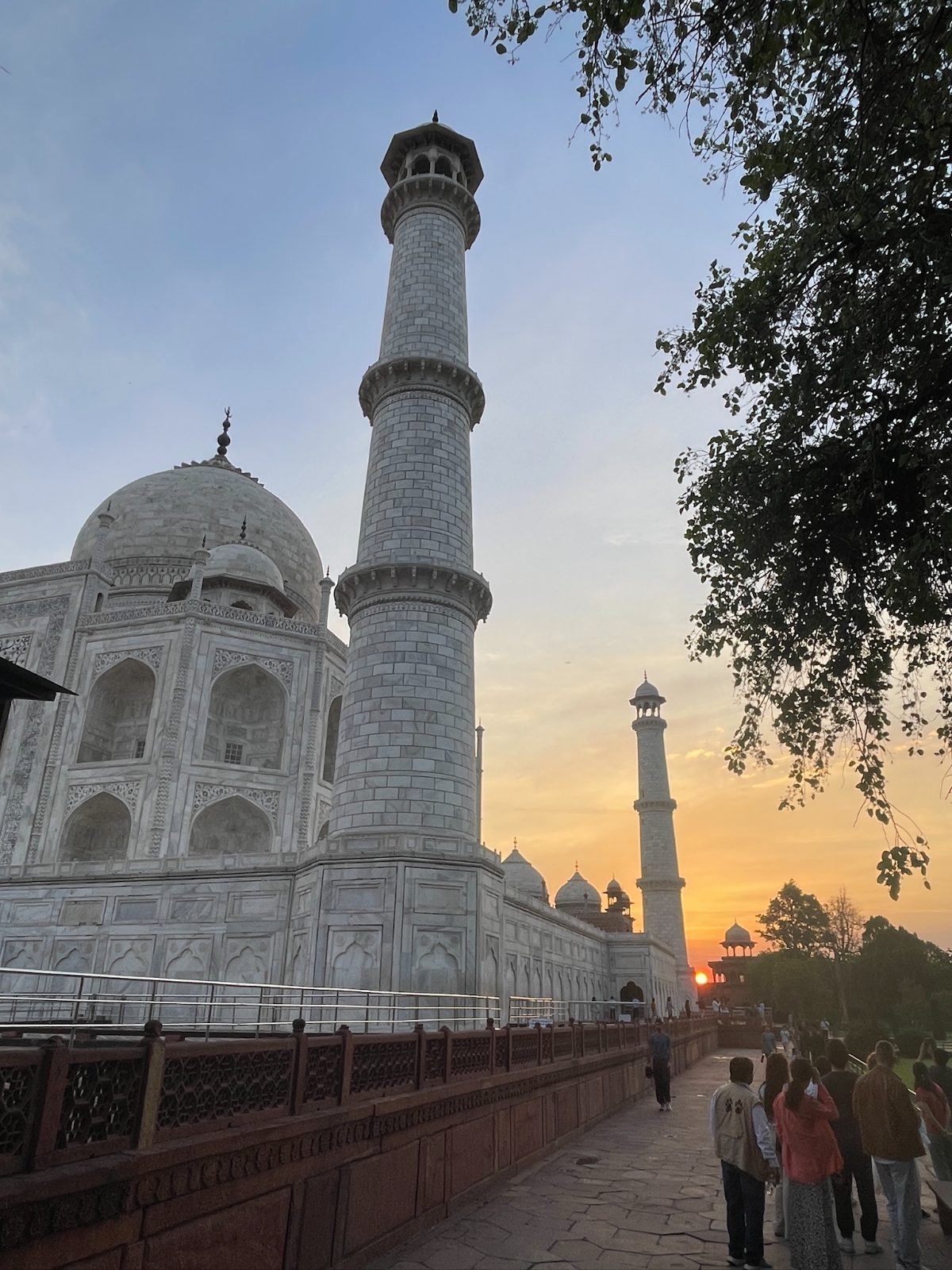 Sunrise at the Taj Mahal.