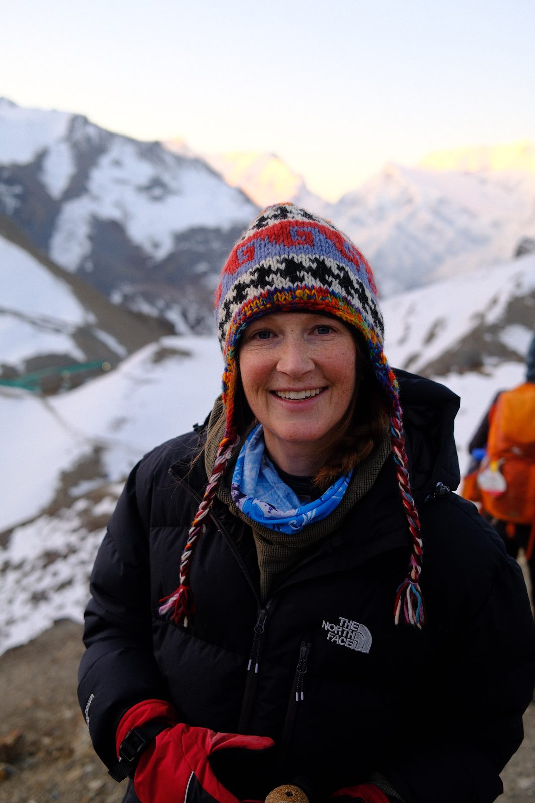 Bundled up at altitude on the pass day.