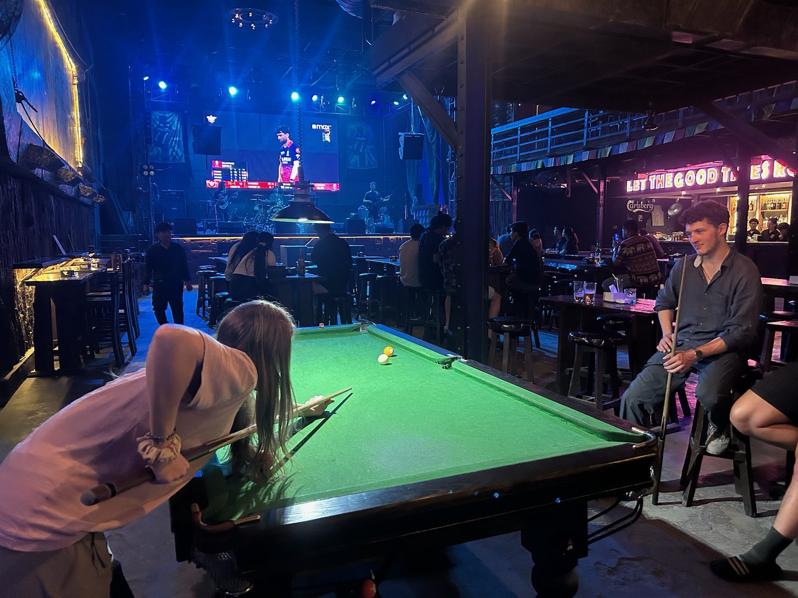 Pool and a live band in Pokhara.