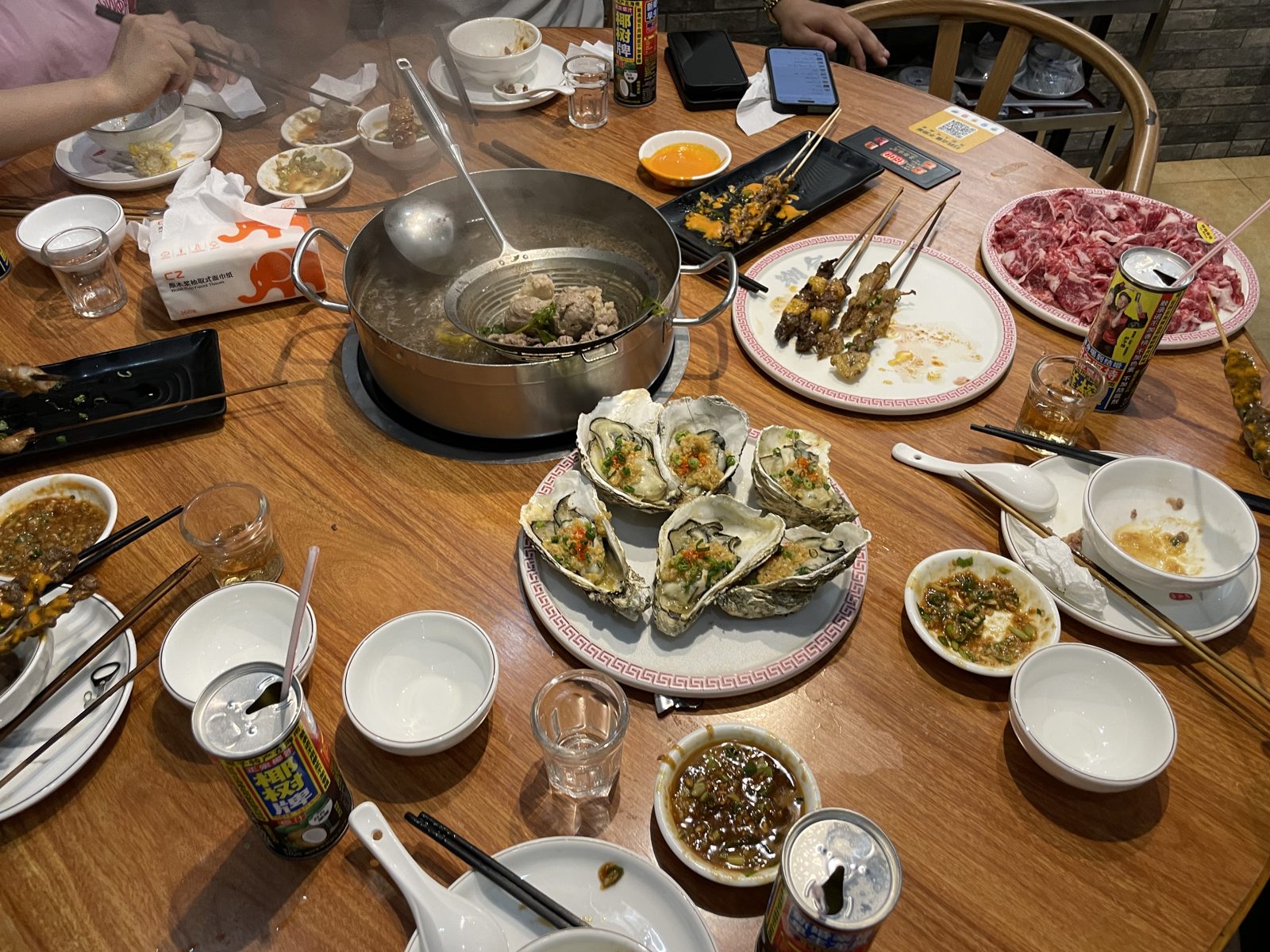 Hotpot, skewers and grilled oysters - the proper Guangzhou send-off.