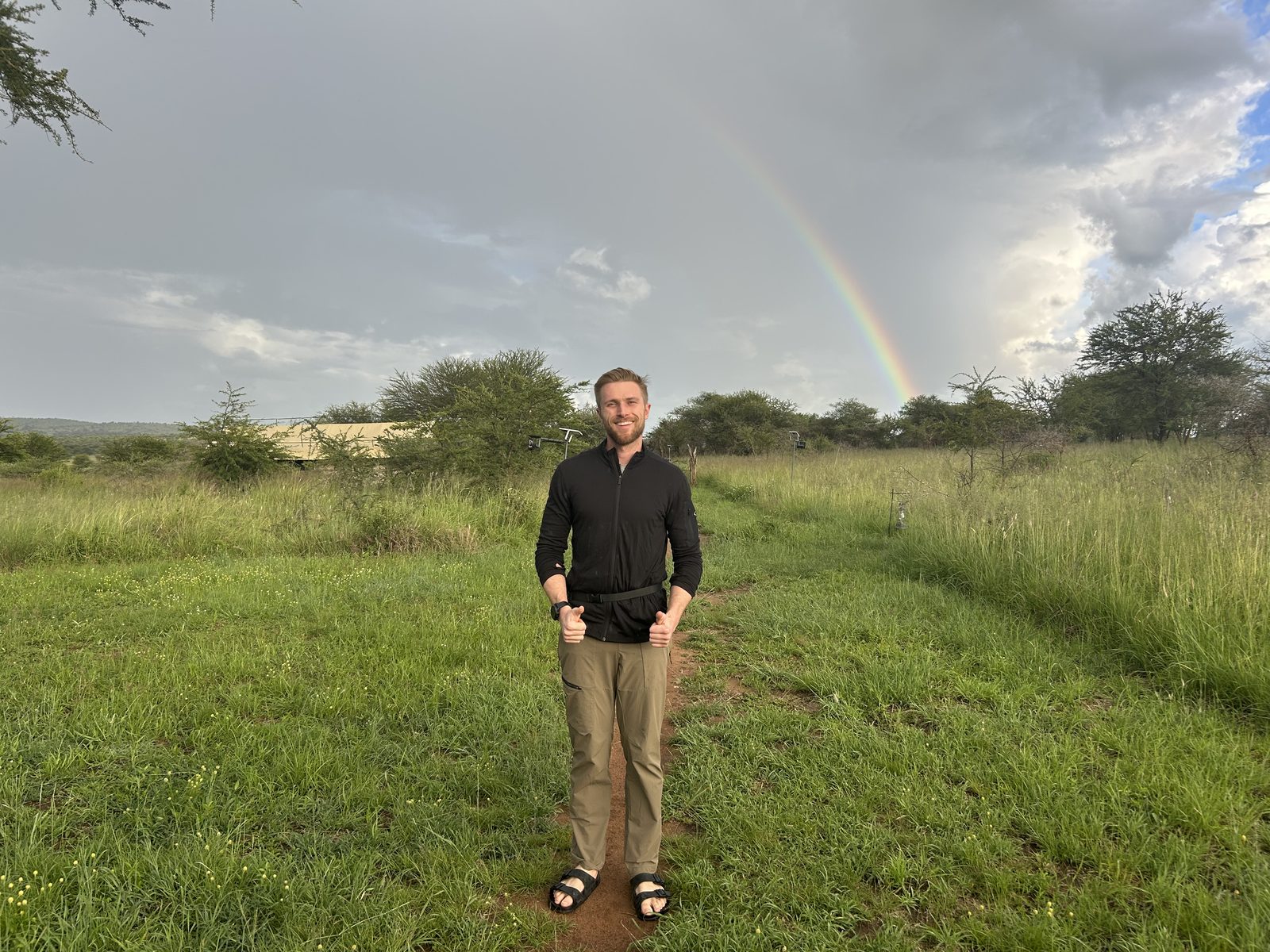 Caught a rainbow over the Serengeti.