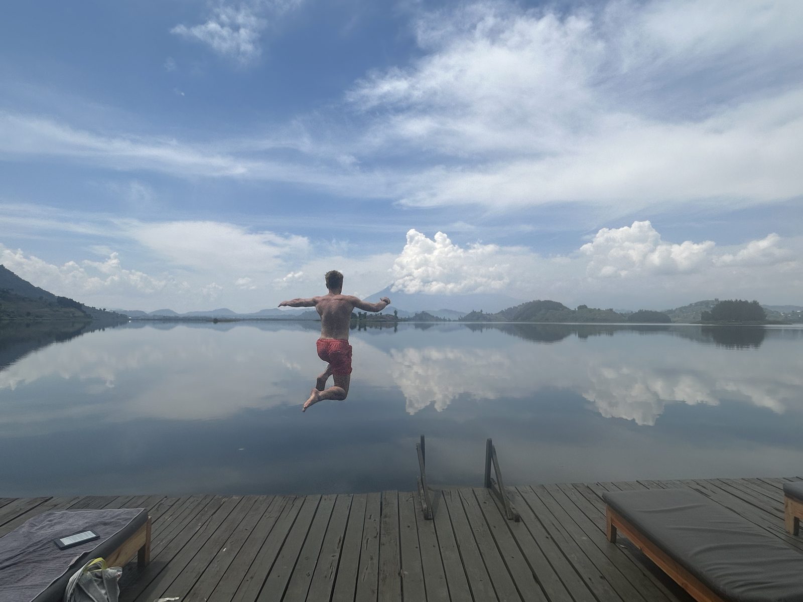 Glass-still morning, perfect for a run and jump.