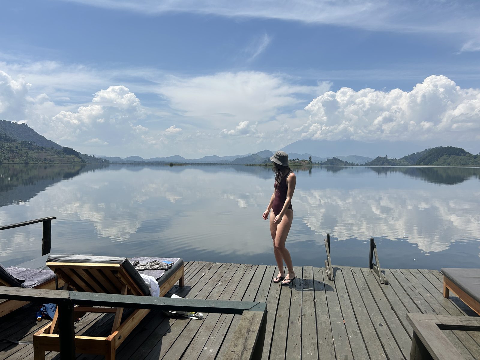 The whole sky floating on the water.