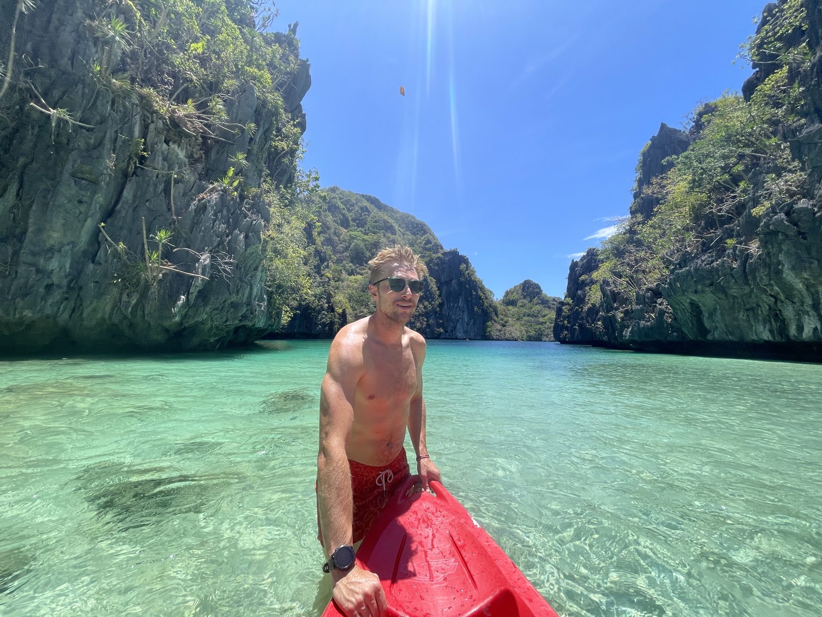 Paddling into big lagoon on Tour A