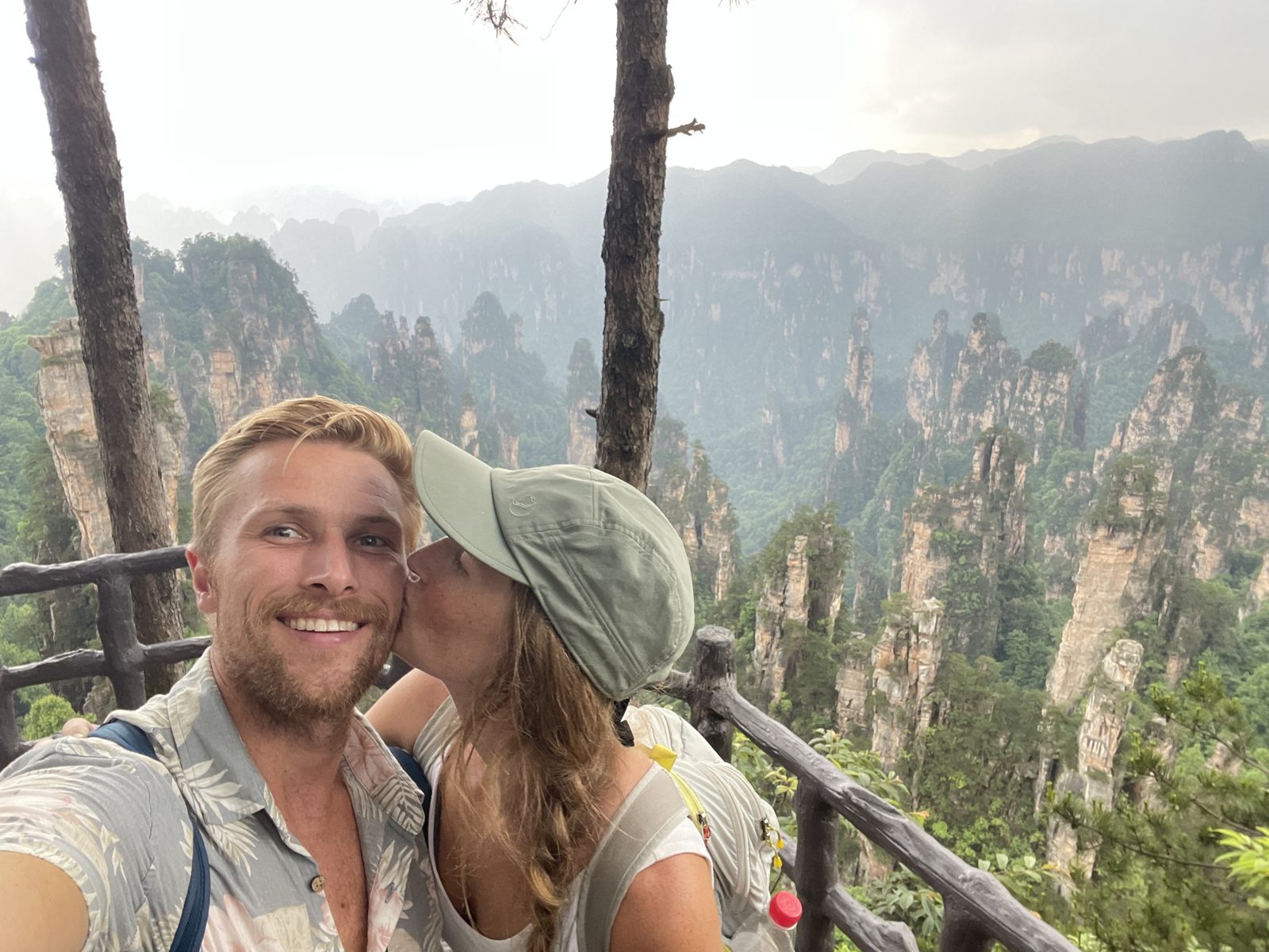 The famous Zhangjiajie pillars behind us.