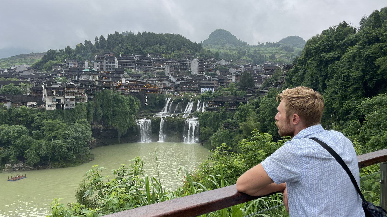 Taking in the falls.