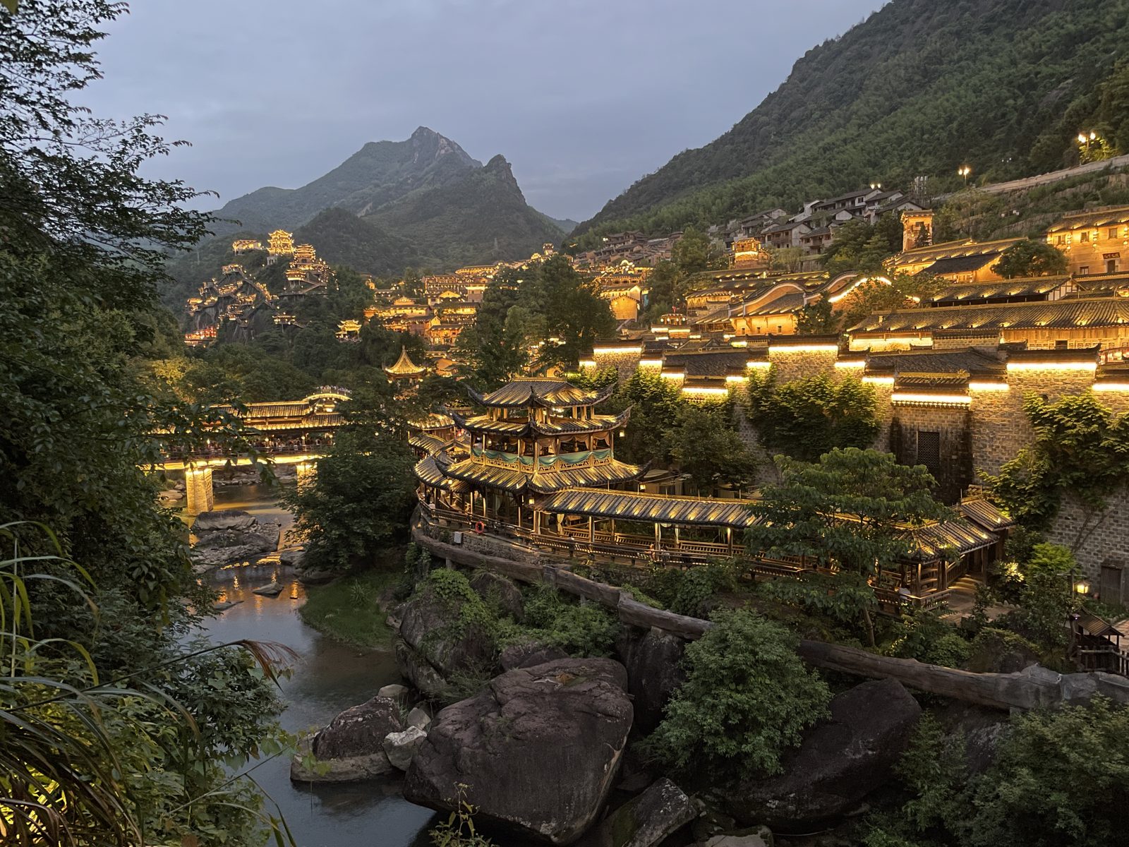 Lights of Wangxian Valley Ancient Town.