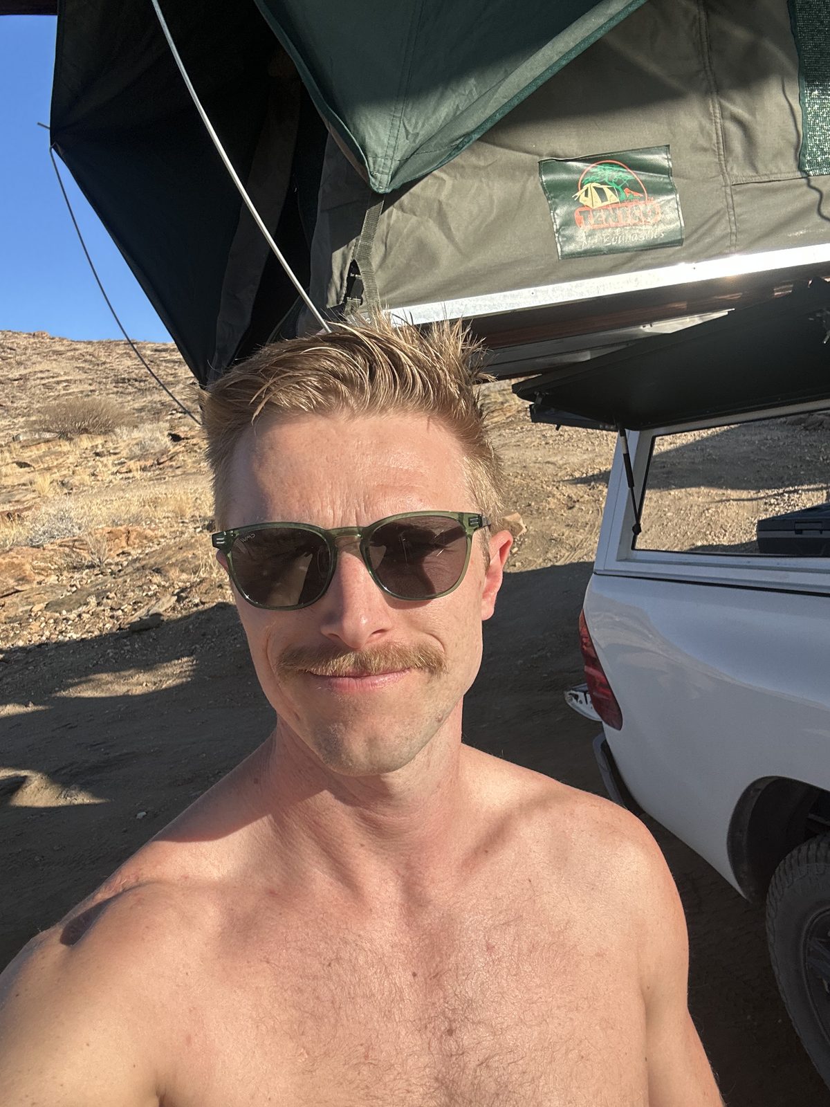 Road-trip face.