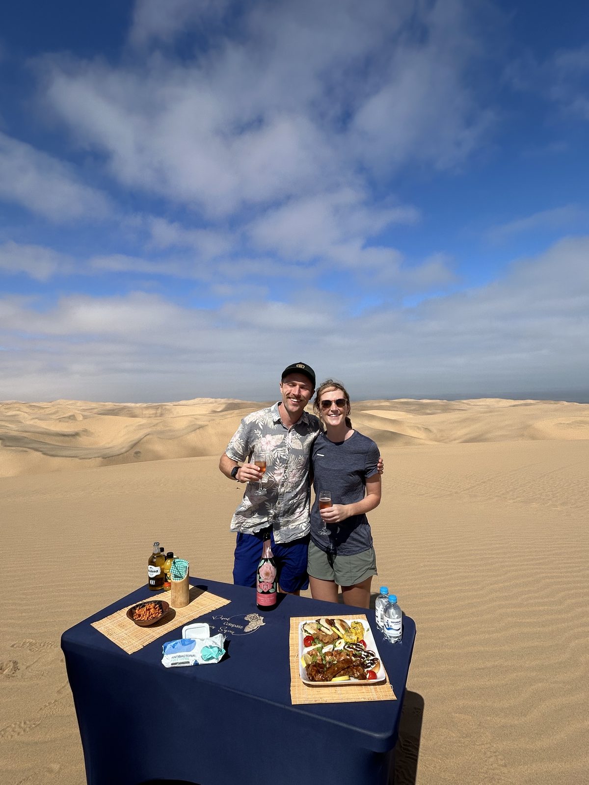 Picnic lunch set up in the dunes.